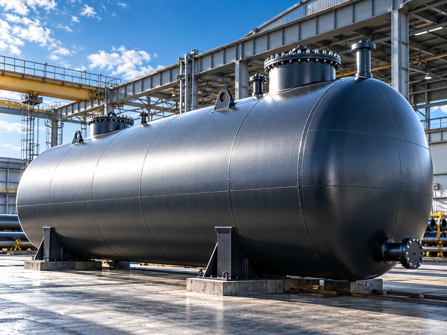 Подземный горизонтальный резервуар для размещения ниже уровня земли
